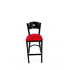 JMC Furniture Liberty Series Barstool, Supports Up to 300 lb, 28.5" Seat Height, Red Seat, Dark Mahogany Back, Black Base (LBBVREDB)
