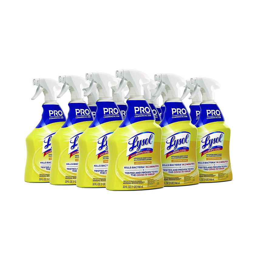 Professional LYSOL Brand Advanced Deep Clean All Purpose Cleaner, Lemon Breeze, 32 oz Trigger Spray Bottle, 12/Carton (00351)