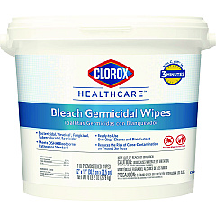 Clorox Healthcare Bleach Germicidal Wipes, 12 x 12, Unscented, 110/Bucket (30358)