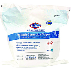 Clorox Healthcare Bleach Germicidal Wipes, 12 x 12, Unscented, 110/Bag (30359)