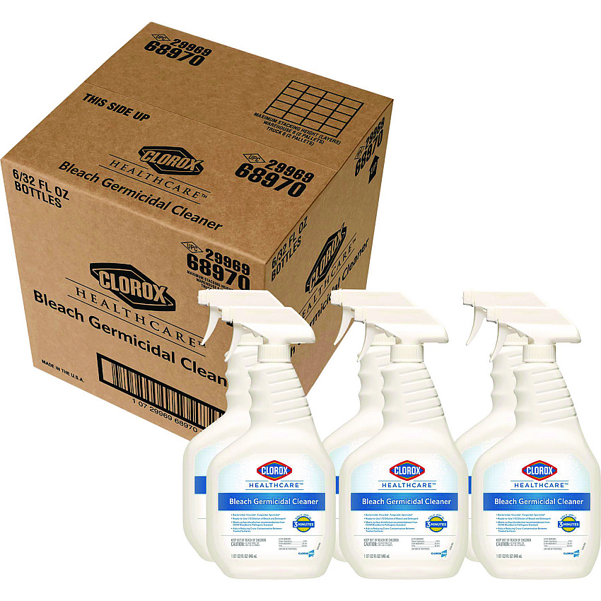 Clorox Healthcare Bleach Germicidal Cleaner, 32 oz Spray Bottle, 6/Carton (68970)