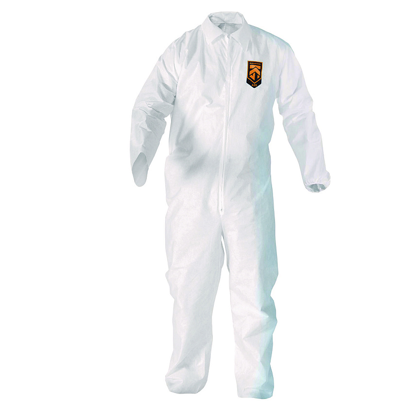 KleenGuard A20 Breathable Particle Protection Coveralls, Zip Front, Elastic Back, Wrists, Ankles, Large, White, 24/Carton (49103)