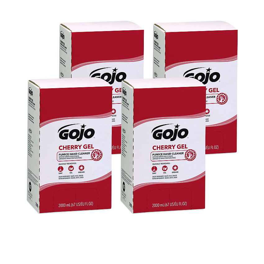 GOJO Cherry Gel Pumice Hand Cleaner, Cherry Scent, 2,000 ml Refill, 4/Carton (729004)