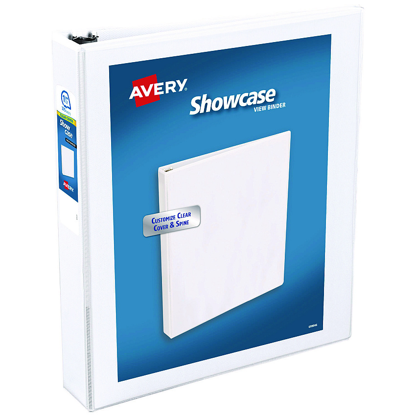 Avery Showcase Economy View Binder with Round Rings, 3 Rings, 1.5" Capacity, 11 x 8.5, White (19651)
