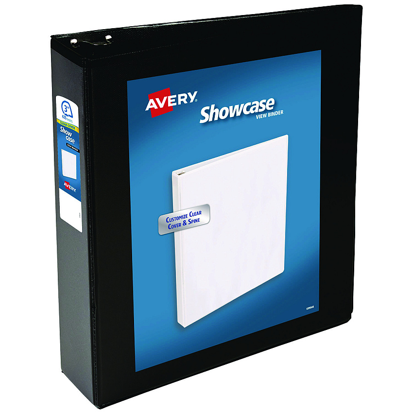 Avery Showcase Economy View Binder with Round Rings, 3 Rings, 3" Capacity, 11 x 8.5, Black (19750)