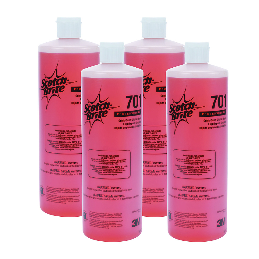 Scotch-Brite PROFESSIONAL Quick Clean Griddle Liquid, 1 qt Bottle, 4/Carton (26012)