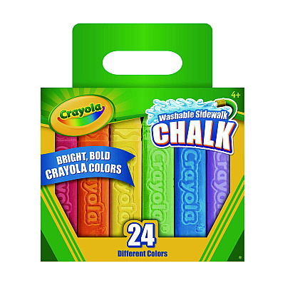 Crayola Washable Sidewalk Chalk, Tropical Colors, 4.25" x 0.75 Diameter, Assorted, 24 Sticks/Set (512024)