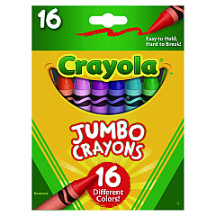 Crayola Jumbo Crayons, Assorted, 16/Box (520390)