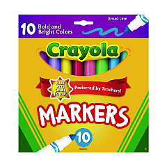 Crayola Non-Washable Marker, Broad Bullet Tip, Assorted Tropical Colors, 10/Pack (587725)