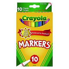 Crayola Non-Washable Marker, Fine Bullet Tip, Assorted Classic Colors, 10/Pack (587726)