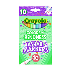 Crayola Colors of Kindness Fine Line Washable Markers, Fine Bullet Tip, Assorted Colors, 10/Box (587807)