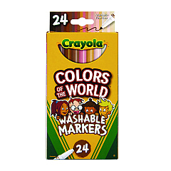Crayola Colors of the World Washable Markers, Fine Bullet Tip, Assorted Colors, 24/Pack (587810)