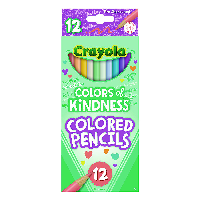 Crayola Colors of Kindness Colored Pencils, Assorted Lead and Barrel Colors, 12/Box (682114)