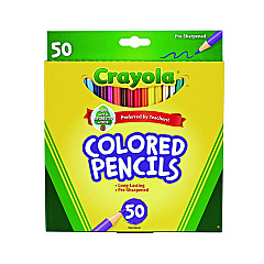 Crayola Long-Length Colored Pencil Set, 3.3 mm, 2B, Assorted Lead and Barrel Colors, 50/Box (684050)
