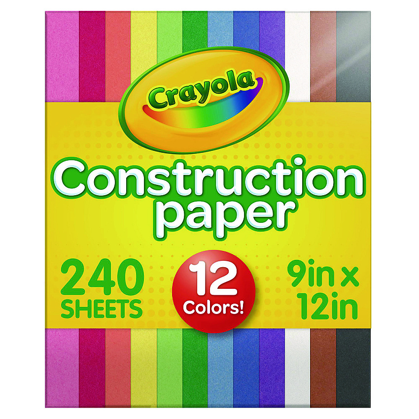 Crayola Construction Paper, 9 x 12, Assorted Colors, 240 Sheets/Pack (993200)