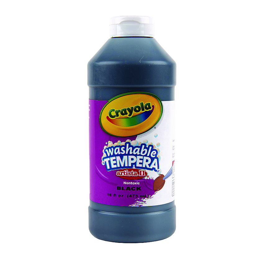 Crayola Artista II Washable Tempera Paint, Black, 16 oz Bottle (543115051)