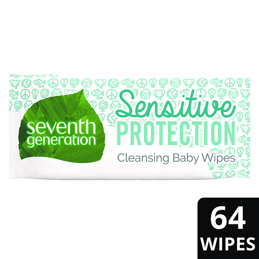 Seventh Generation Free and Clear Baby Wipes, 7 x 7, Unscented, White, 64/Flip-Top Pack (34208)