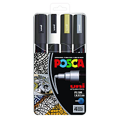POSCA Permanent Specialty Marker, Medium Bullet Tip, Assorted Colors, 4/Set (PC5M4C)