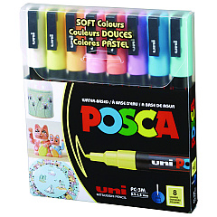 POSCA Permanent Specialty Marker, Fine Bullet Tip, 0.9 mm/1.3 mm, Assorted Colors, 8/Set (PC3M8CSFTCLR)