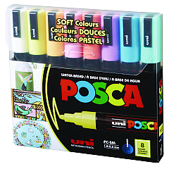 POSCA Permanent Specialty Marker, Medium Bullet Tip, 1.8 mm/2.5 mm, Assorted Colors, 8/Set (PC5M8CSFTCLR)