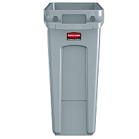 Rubbermaid Commercial Slim Jim Waste Container with Handles, Rectangular, Plastic, 15.9 gal, Light Gray (1971258)