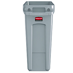 Rubbermaid Commercial Slim Jim Waste Container with Handles, Rectangular, Plastic, 15.9 gal, Light Gray (1971258)