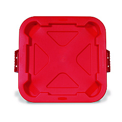 Rubbermaid Commercial Square BRUTE Lid, 21.88w x 21.88d x 2.13h, Red, 6/Carton (FG352900RED)