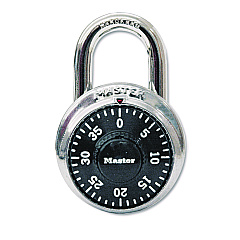 Master Lock Combination Lock, Stainless Steel, 1 7/8" Wide, Black Dial (1500D)