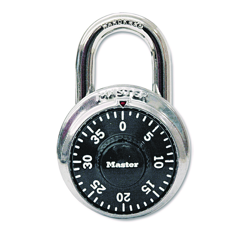 Master Lock Combination Lock, Stainless Steel, 1 7/8" Wide, Black Dial (1500D)