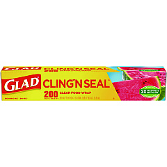 Glad ClingWrap Plastic Wrap, 200 Square Foot Roll, Clear (00020)