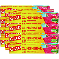 Glad ClingWrap Plastic Wrap, 200 Square Foot Roll, Clear, 12 Rolls/Carton (00020CT)
