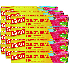 Glad ClingWrap Plastic Wrap, 200 Square Foot Roll, Clear, 12 Rolls/Carton (00020CT)