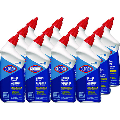Clorox Toilet Bowl Cleaner with Bleach, Fresh Scent, 24 oz Bottle, 12/Carton (00031CT)