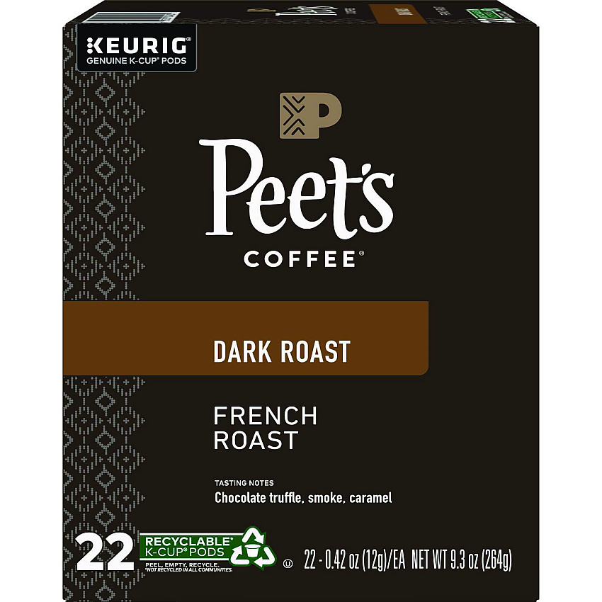Peet's Coffee & Tea French Roast Coffee K-Cups, 22/Box (6545)