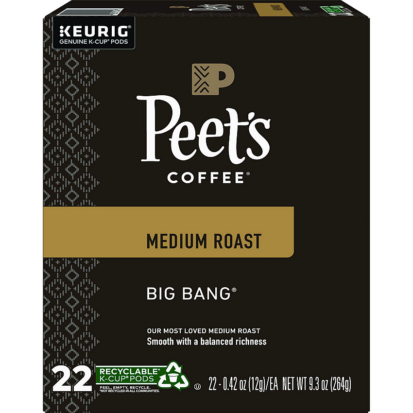 Green Mountain Coffee Peet's Big Bang K-Cup, Big Bang, K-Cup, 22/Box (6664)