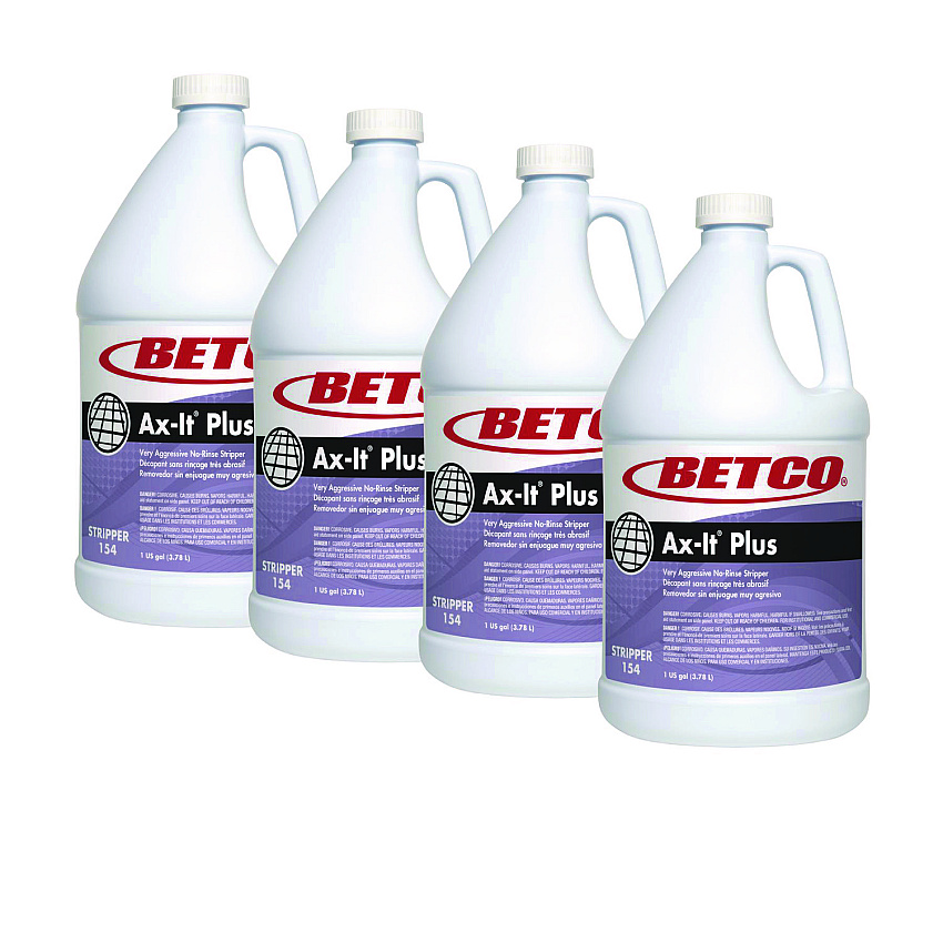 Betco Ax-it Plus Floor Stripper, 1 gal Bottle, 4/Carton (1540400)