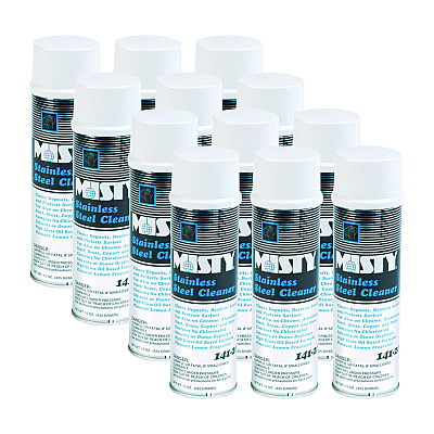 Misty Stainless Steel Cleaner and Polish, Lemon Scent, 15 oz Aerosol Spray, 12/Carton (1001541)