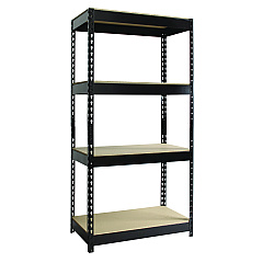 Alera Steel Shelving with Particleboard Shelves, Four-Shelf, 30w x 16d x 60h, Steel, Black (ALESU601630P)