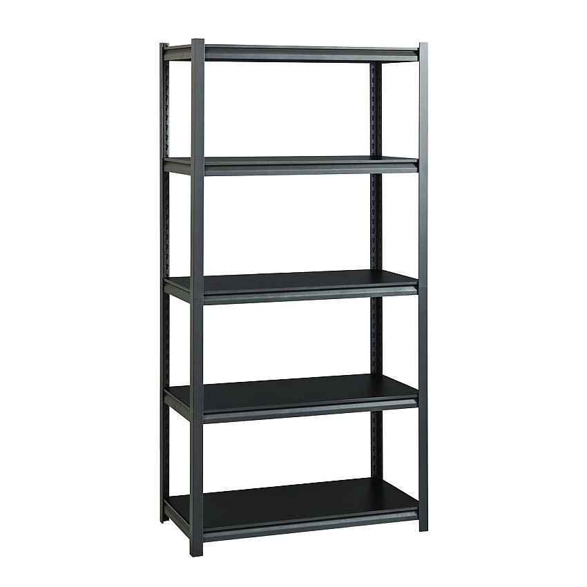 Alera Steel Shelving Unit with Laminate Shelves, Five-Shelf, 36w x 18d x 72h, Steel, Black/Gun Metal Gray (ALESU721836L)