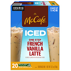 McCafe Iced One Step French Vanilla Latte K Cup Pods, French Vanilla, 20/Box (9876)