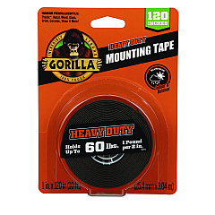 Gorilla Heavy Duty Mounting Tape, Permanent, Holds Up to 60 lb (1 lb per 2 in), 1 x 120, Black (102441)
