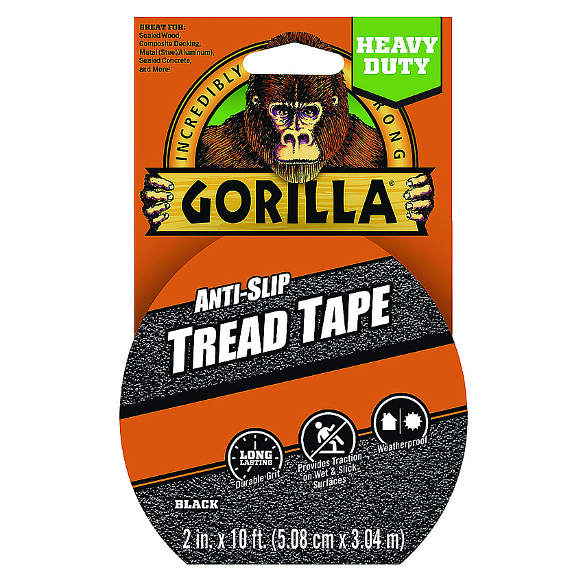 Gorilla Tread Tape, 3" Core, 2" x 10 ft, Black (104921)