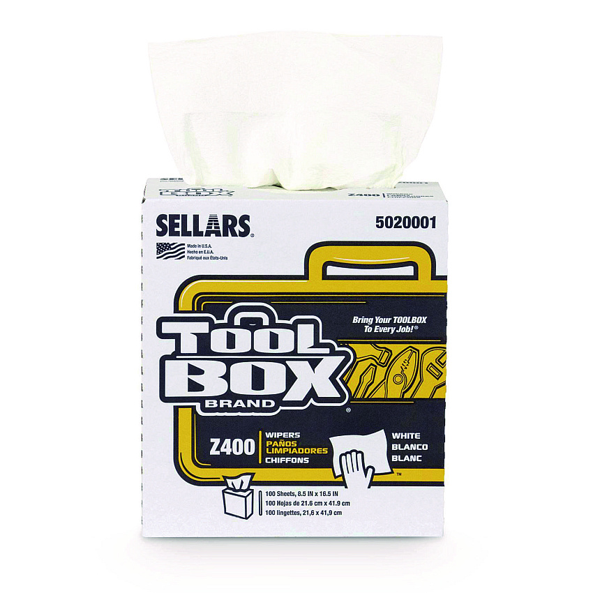 TOOLBOX Z400 Interfold Pop-Up Wipers, 1-Ply, 8.5 x 16.5, White, 12/Carton (5020001)