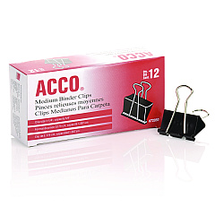 ACCO Binder Clips, Medium, Black/Silver, Dozen (72050)