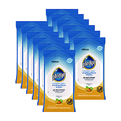 Pledge Multi-Surface Cleaner Wet Wipes, Cloth, 7 x 10, Fresh Citrus, 25/Pack, 12/Carton (336274)