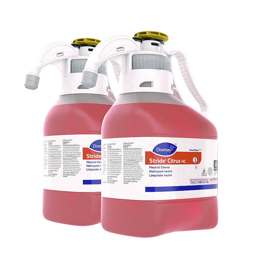 Diversey Stride Neutral Cleaner, Citrus Scent, 1.4 mL, 2 Bottles/Carton (95122613)