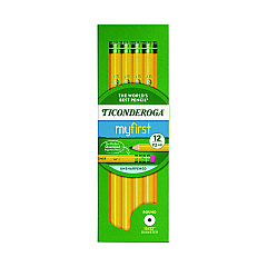 Dixon Ticonderoga Beginners Woodcase Pencil with Eraser and Microban Protection, HB (#2), Black Lead, Yellow Barrel, Dozen (13308)