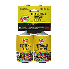 Scotch-Brite Extreme Clean Lint Roller, 4" x 54.59 ft, 100 Sheets/Roll, 2/Pack (830RS100TP)