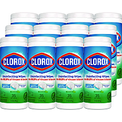 Clorox Disinfecting Wipes, 7 x 8, Fresh Scent, 35/Canister, 12/Carton (01593CT)