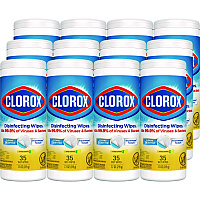 Clorox Disinfecting Wipes, 7 x 8, Crisp Lemon, 35/Canister, 12/Carton (01594CT)